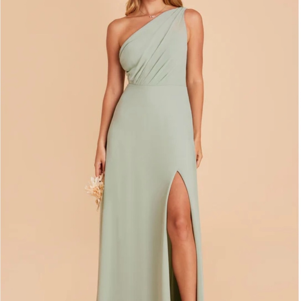 Birdy Grey Asymmetrical Green Gown with Slit